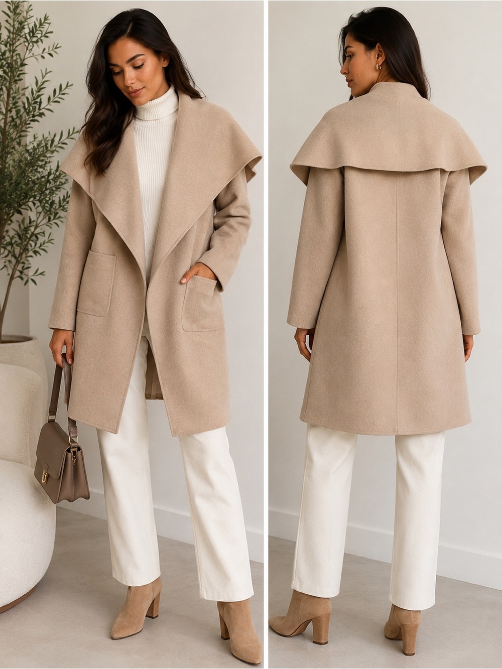 BCBGMAXAZRIA Brinley Handmade Drape Front Coat